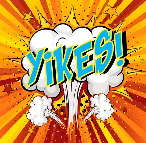 Word Yikes on comic cloud explosion background Stock Illustration