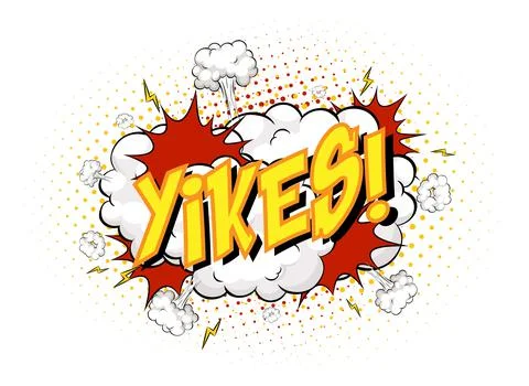 Word Yikes on comic cloud explosion background Stock Illustration