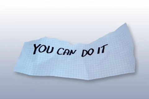Word" you can do it "  on torned paper Stock Photos