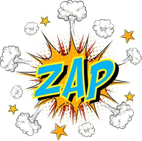 Word Zap on comic cloud explosion background Stock Illustration