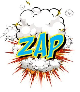 Word Zap on comic cloud explosion background Stock Illustration