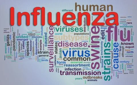 Wordcloud of influenza Stock Illustration