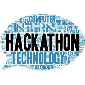 Wordcloud in the shape of chat box with words hakathon. イラスト素材