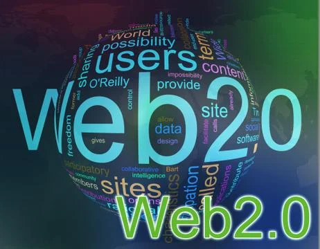 Wordcloud of web 2.0 Stock-Illustration