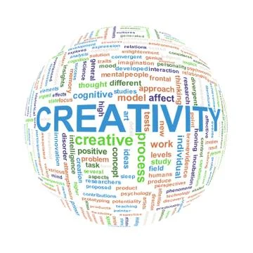 Wordcloud word tags ball of creativity Stock Illustration