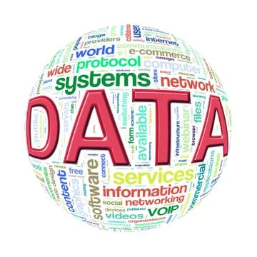 Wordcloud word tags ball of data Stock Illustration