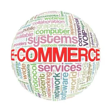 Wordcloud word tags ball of e-commerce Stock Illustration