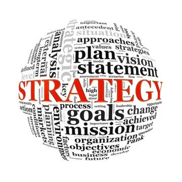 Wordcloud word tags ball of strategy Stock Illustration