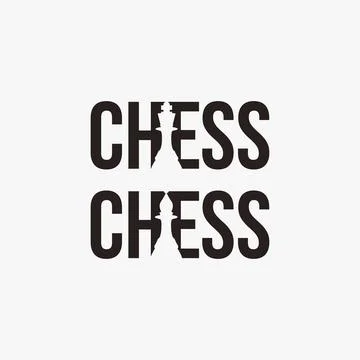 Wordmark chess logo with king crown and bishop icon vector on negative space Stock Illustration