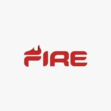 Wordmark red fire logo vector icon on white background Stock Illustration
