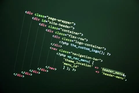 Wordpress theme code close up 写真素材