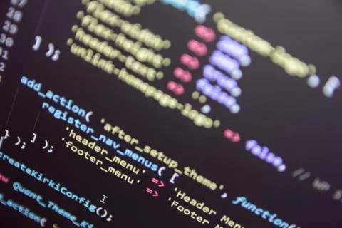 Wordpress theme code close up Foto stock