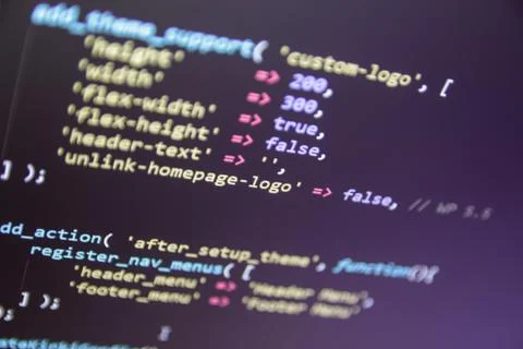 Wordpress theme code close up 写真素材