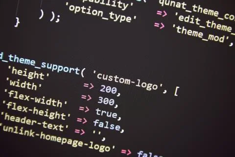 Wordpress theme code close up Foto stock