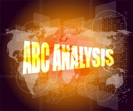 Words abc analysis on digital screen, business concept Stock Illustration
