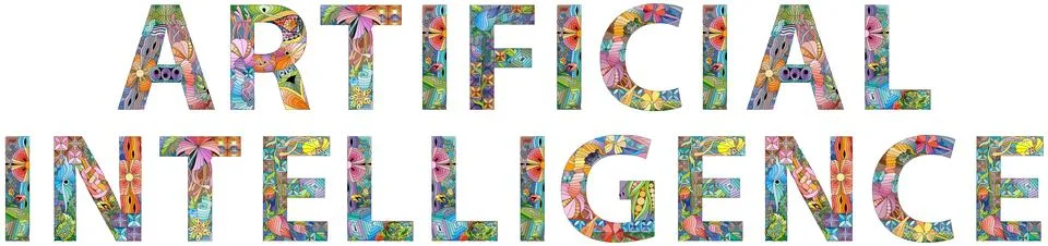 Words Artificial intelligence. Vector zentangle object for decoration Stock Illustration
