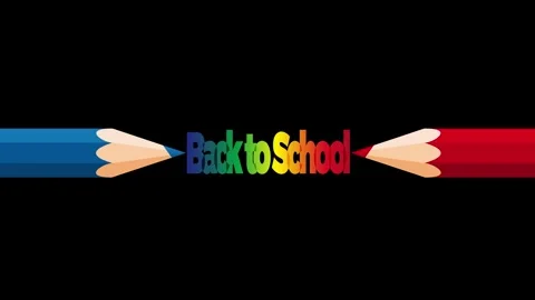 The words Back To School. Banner with the text colored rainbow and pencil r.. Stock Footage 247358178