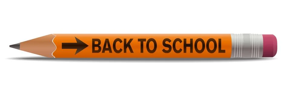 Words BACK TO SCHOOL on side of pencil Stock-Illustration