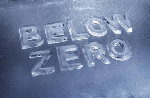 Words Below Zero made of real ice letters Illustrazione stock