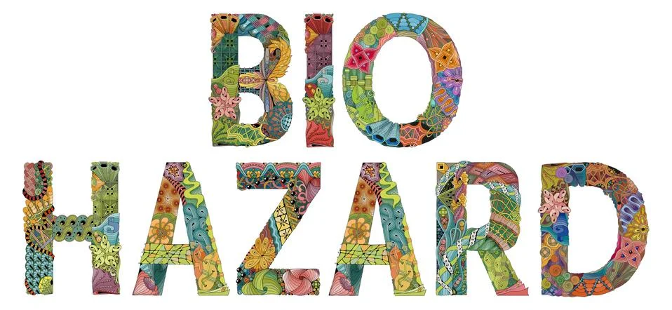 Words BIO HAZARD. Vector decorative zentangle object Иллюстрация