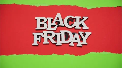The words BLACK FRIDAY on a red background. BLACK FRIDAY concept. Stop motion Stock Footage 320571716