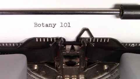 The words "Botany " being typed on a typewriter Stockbeeldmateriaal 122529791