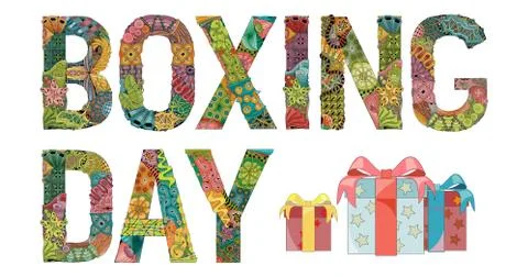 Words BOXING DAY . Vector decorative zentangle object Stock Illustration