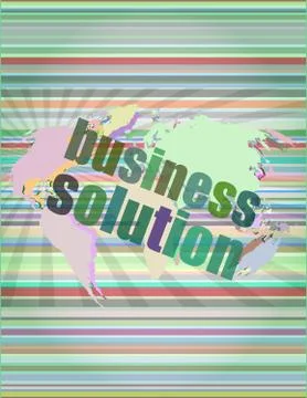 Words business solution on digital screen, business concept Stock Illustration