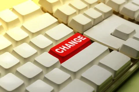 Words of Change on the computer keyboard button 스톡 사진