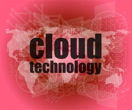 Words cloud technology on digital screen, information technology concept Stock Illustration