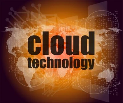 Words cloud technology on digital screen, information technology concept 스톡 일러스트