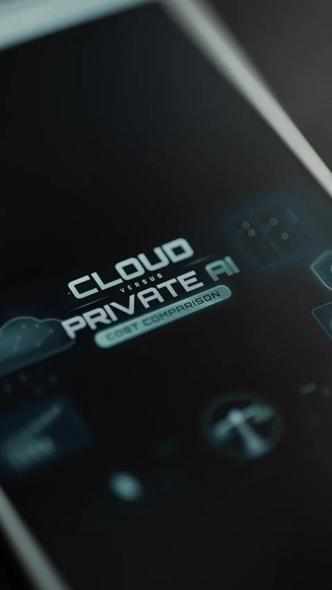 Words Cloud versus Private AI and Cost Comparison appear at an angle among Stock Footage 343375457