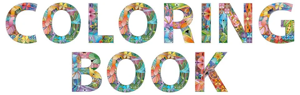 Words COLORING BOOK. Vector zentangle object for decoration Ilustración de archivo