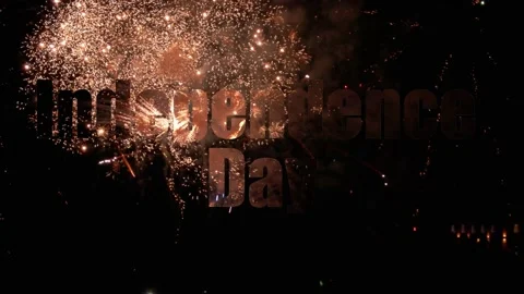 Words of congratulations on Independence Day on the background of fireworks. Stock Footage 166513487