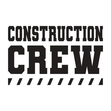 The words CONSTRUCTION CREW are written in black letters above a row of diago Ilustração Stock