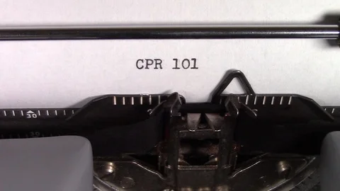 The words "CPR 101 " being typed on a typewriter Stockbeeldmateriaal 122881545