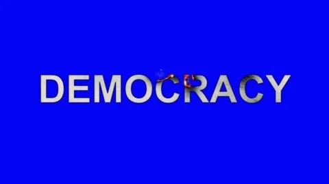 The Words Democracy Burning in Flames to Ashes on a Blue Screen Background Stock Footage 61038014