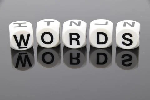 WORDS in dice Stock Photos