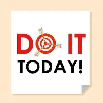 Words 'Do it today!' with dart instead 'O' Stockillustratie