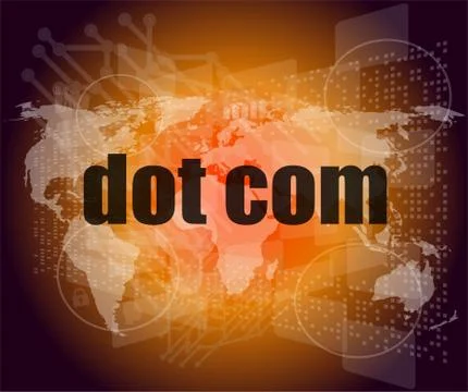 Words dot com on digital screen, information technology concept Stock Illustration
