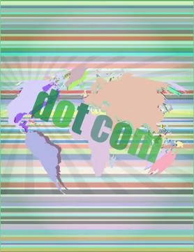 Words dot com on digital screen, information technology concept Stock Illustration
