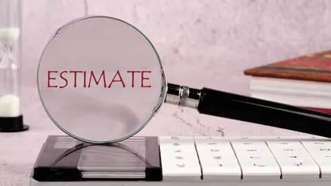 The words ESTIMATE appear through a magnifying glass Vidéo 276843109