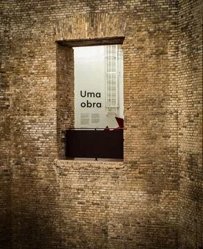 Words framed by aged brick. Stock Photos