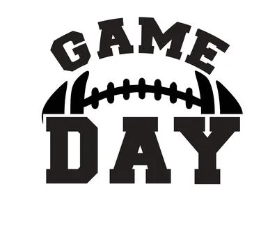 The words GAME DAY appear in black, bold lettering with a stylized football i Stock Illustration