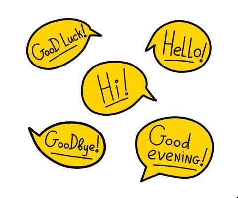 Words Hello Good luck comic doodle vector Illustrazione stock