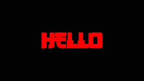 With the words hello, red on a black background, animation, backlighting, sh Stock Footage 164320622