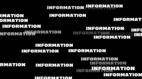 Words "INFORMATION" emerging from black background Stock Footage 161112533