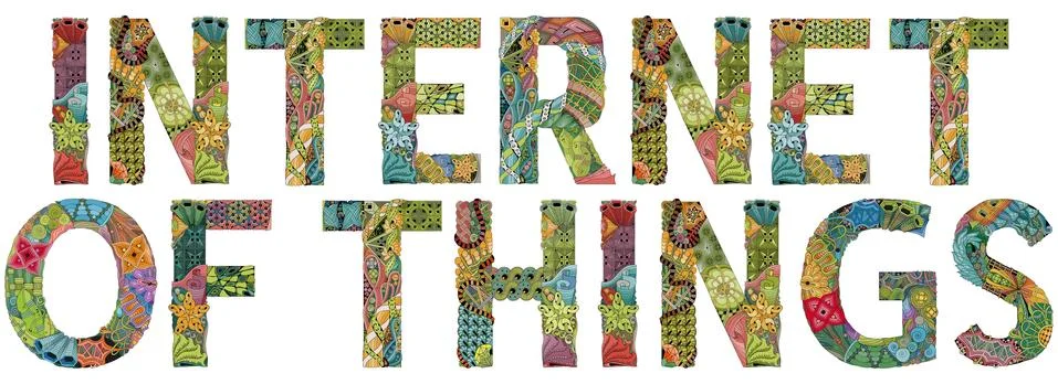 Words INTERNET OF THINGS. Vector decorative zentangle object for coloring Stock Illustration