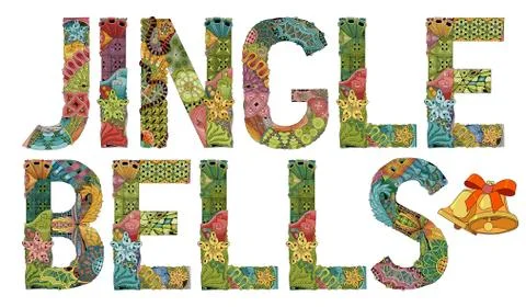 Words JINGLE BELLS. Vector decorative zentangle object Stock Illustration