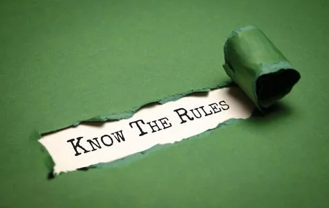 The words know the rules appearing behind torn paper Stock Photos